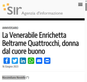 La Venerabile Enrichetta Beltrame Quattrocchi, donna dal cuore buono